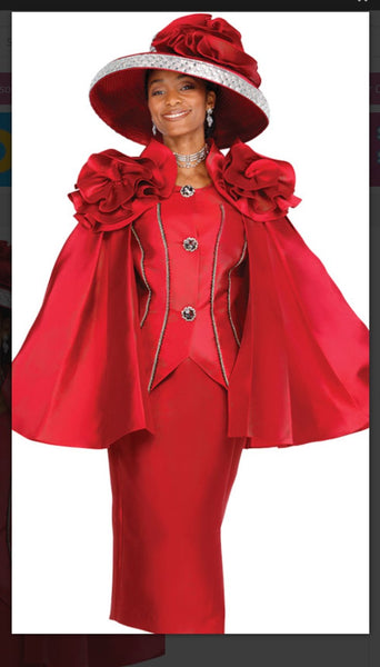 Champagne Italy 6122  2PC Skirt Suit With Cape Sleeves, Large Flower Champagne Italy