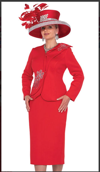 Champagne Italy 5925 2PC Long Sleeve Red Jacket With Embellishments Champagne Italy