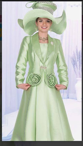 Champagne Italy 6020 2PC Jacket/Dress Embellished Broach And Attached Buttons Champagne Italy