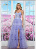 Colors Dress 3619 Embellished Illusion Corset Top And Ruffle Tier Skirt With
