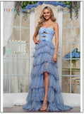 Colors Dress 3620 Tulle Glitter Ballgown With Keyholes, Rosette