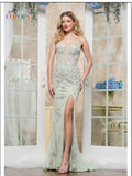 Colors Dress 3627  Lace Corset Gown With Slit & Lace-UP Back