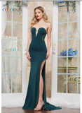 Colors Dress 3632 Scalloped Neck Stretch Crepe Fit & Flare Gown With