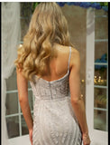 Colors Dress G664 46" Fit And Flair Mesh Dress With Stone Tape Decoration