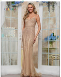 Colors Dress G664 46" Fit And Flair Mesh Dress With Stone Tape Decoration