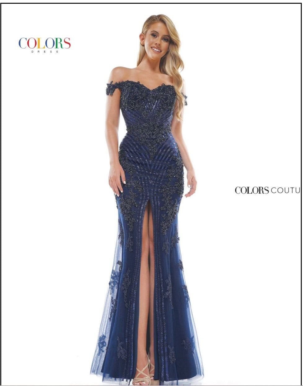 Colors Dress J131  Corded Lace Applique And Stone Tape Decorated