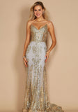 Dylan's & Davids DD1238 Fitted Corset Long Formal Prom Dress Tiffany Gold