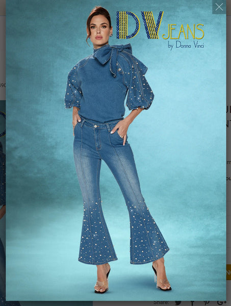 DONNA VINCI JEANS STYLE 8490, BLUE, 2 PC. Jacket/PANT Donna Vinci Jeans