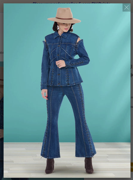 DONNA VINCI JEANS 8494 2PC Long Jacket/Pant Suit Donna Vinci Jeans