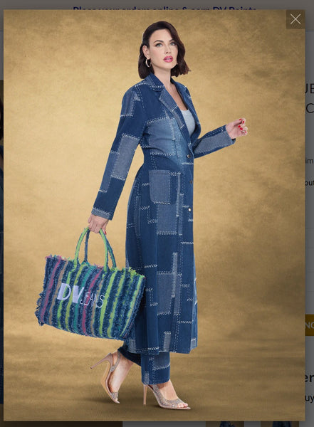 DONNA VINCI JEANS 8496-J 1PC Long Denim Coat Donna Vinci Jeans