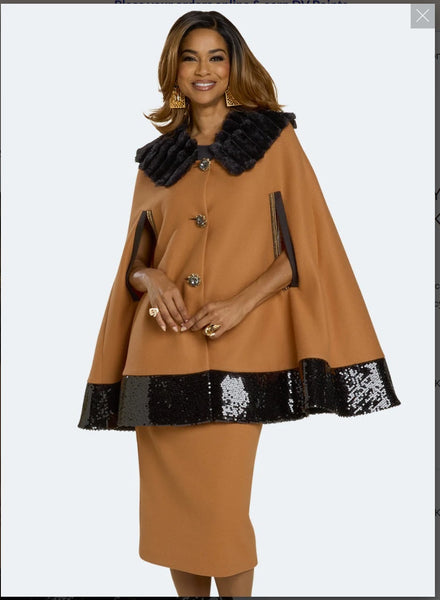 Donna Vinci Style 12223 3PC Cape/Cami/Skirt Suit