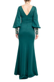 Badgley Mischka EG4094 Curvy Scuba with Beaded Cuffs Gown Badgley Mischka