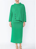 IC Collection 4554T 1PC Stand Up Collar Long Sleeves Asymmetrical Tunic With Loose Fit IC Collection