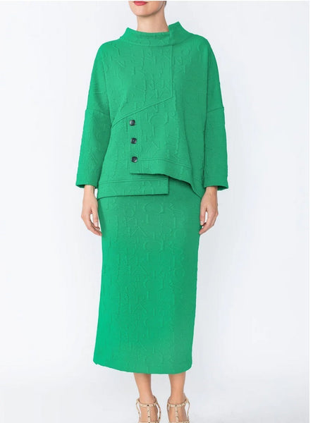 IC Collection 4554T 1PC Stand Up Collar Long Sleeves Asymmetrical Tunic With Loose Fit IC Collection