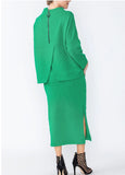 IC Collection 4554T 1PC Stand Up Collar Long Sleeves Asymmetrical Tunic With Loose Fit IC Collection