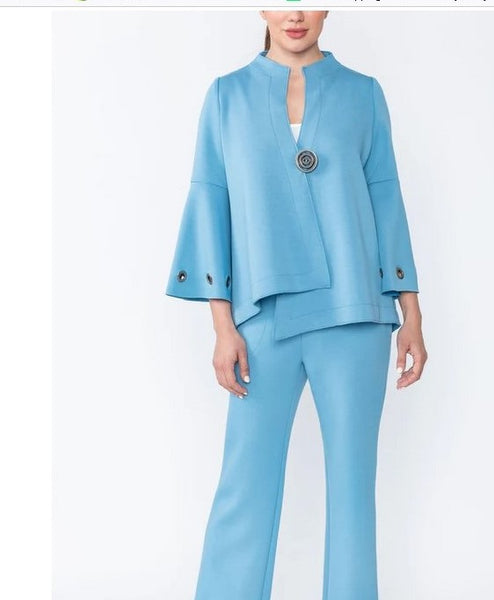 IC Collection 4577J 1PC Eyelet Bell Sleeves With One Button And Asymmetric Style IC Collection