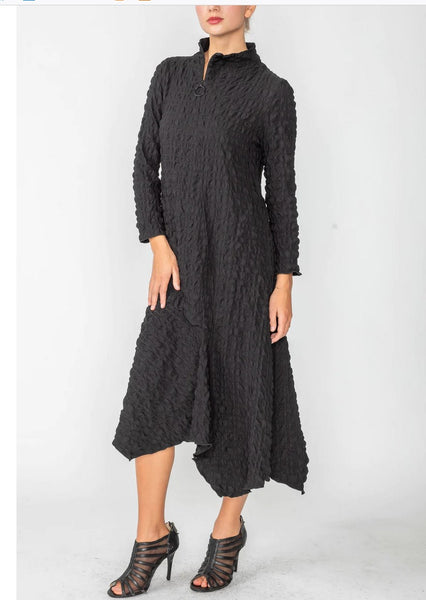 IC Collection 4614D MOCK NECK SHIFT SILHOUETTE ASYMMETRIC HEM DRESS IC Collection