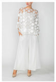 IC Collection 4685T Boat-Neck See Through Mesh & Chiffon Poncho Top