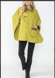 IC Collection 4779J 1PC Olive and Lime Reversible Poncho 3/4 Sleeves. Reversible Sides.