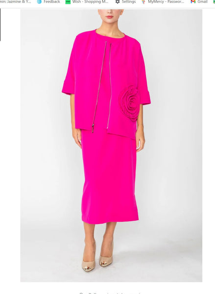 IC Collection 5862T Green Zip Up Tunic With Laser Cut This Jacket Is A Sophisticated Piece With An Zip-Front Design, IC Collection