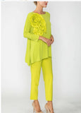 IC Collection 5871T Long Sleeve Bateau  Neck Collar Tunic  With  Large  Rosette Attached IC Collection