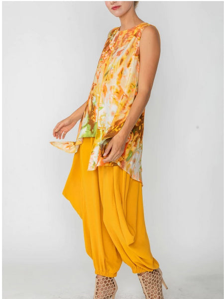 IC Collection 6181T Sleeveless Print Asymmetric Layered Tunic IC Collection