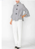 IC Collection 6272J One PC Striped 3-Button Front Jacket With Bell Shaped Sleeves IC Collection