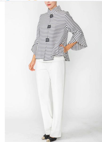 IC Collection 6272J One PC Striped 3-Button Front Jacket With Bell Shaped Sleeves IC Collection