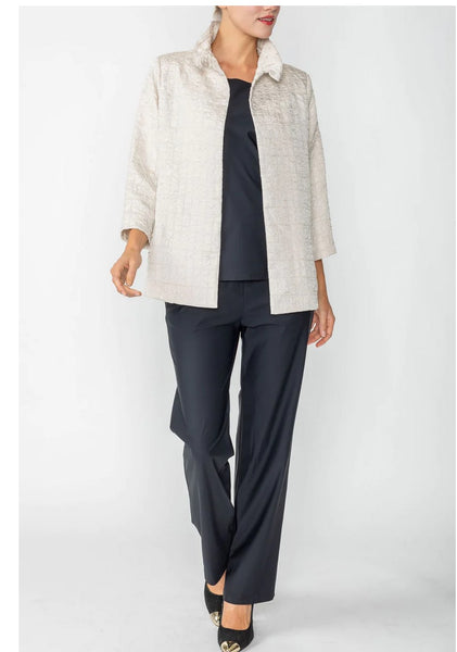 IC Collection 6310J 1PC Jacket With 3/4 Length Sleeves. Crinkle Fabric With Open Style IC Collection