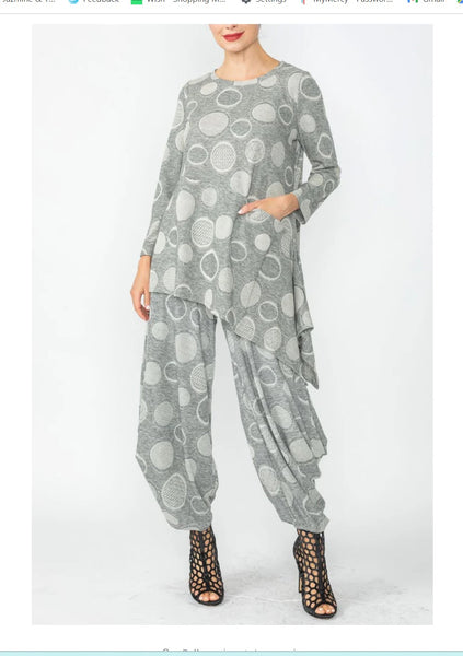 IC Collection 6921T 1PC Long Sleeve Tunic Asymmetrical Top IC Collection