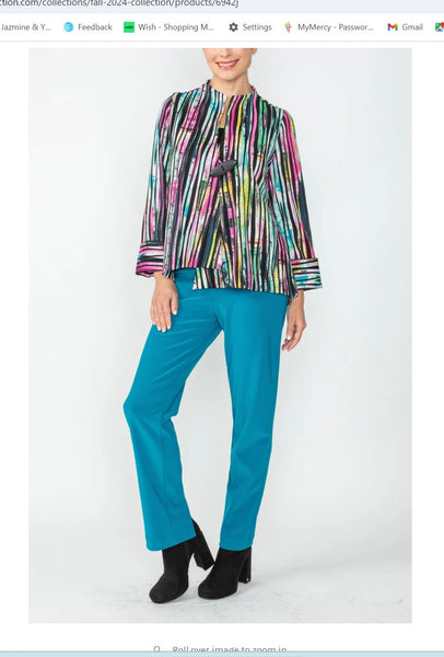 IC Collection 6942J Multi Color Bias Trim Unbalance Jacket With One Button IC Collection