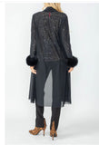 IC Collection 6963J 1PC Long Jacket With Long Sleeves With Feather Cuffs IC Collection