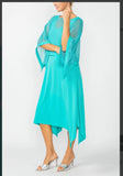 IC Collection 7080D  Poncho Layer Top Dress Mesh Fabric. Boat Neck.