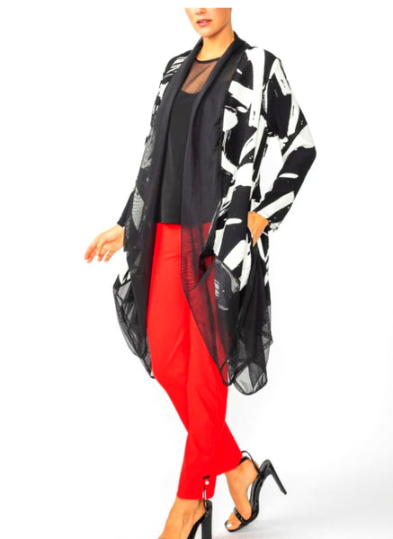 IC Collection 7102J Long Sleeve Mesh Shawl Collar Asymmetrical Jacket
