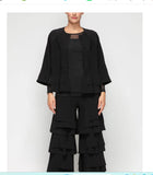 IC Collection 7246J 1PC WIDE SLEEVE ASYMMETRICAL PATCH JACKET