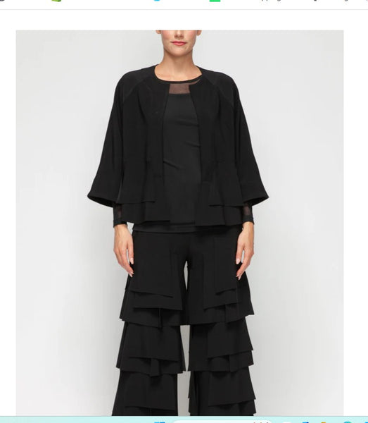 IC Collection 7246J 1PC WIDE SLEEVE ASYMMETRICAL PATCH JACKET