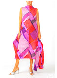 IC Collection 7303D 1PC Sleeveless Dress With Geometric Fabric Back Zip Up.