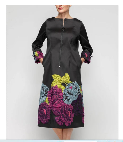 IC Collection 7384D 1PC Long Sleeve Dress With Front Zipper