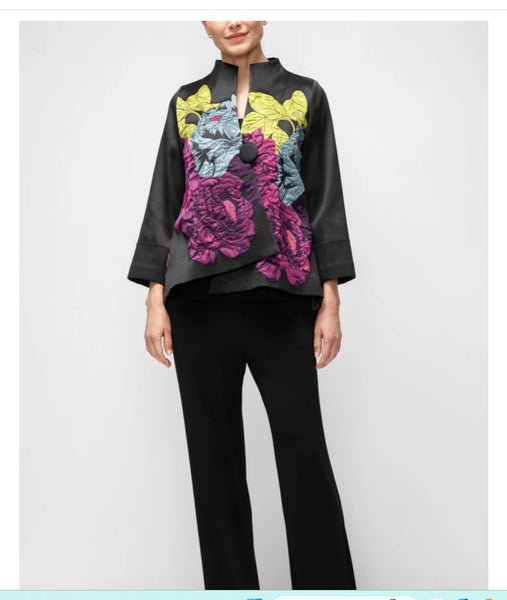IC Collection 7398J 1PC Asymmetric Style Floral Jacket With One Button
