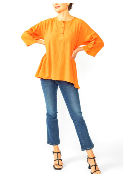 IC Collection 7502T 1PC Top With 3/4 Inch Sleeves Ladder Sleeves With Button  Top