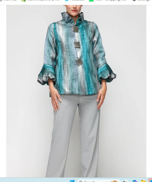 IC Collection 7572J 1PC Back Pleated Jacket With Balloon Sleeves