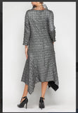 IC Collection 7181D 1PC Long Sleeve Dress Silver Organza Fly Collar Asymmetrical Dress