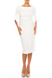 ILE SCS383  CLOTHING 3/4 SLEEVE PLEATED FRONT SHEATH DRESS ILE
