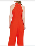 JULIA JORDAN JJ36624 1PC Crossed Neck Keyhole Racerback Solid Crepe Jumpsuit Julia Jordan Dresses