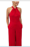 JULIA JORDAN JJ36624 1PC Crossed Neck Keyhole Racerback Solid Crepe Jumpsuit Julia Jordan Dresses
