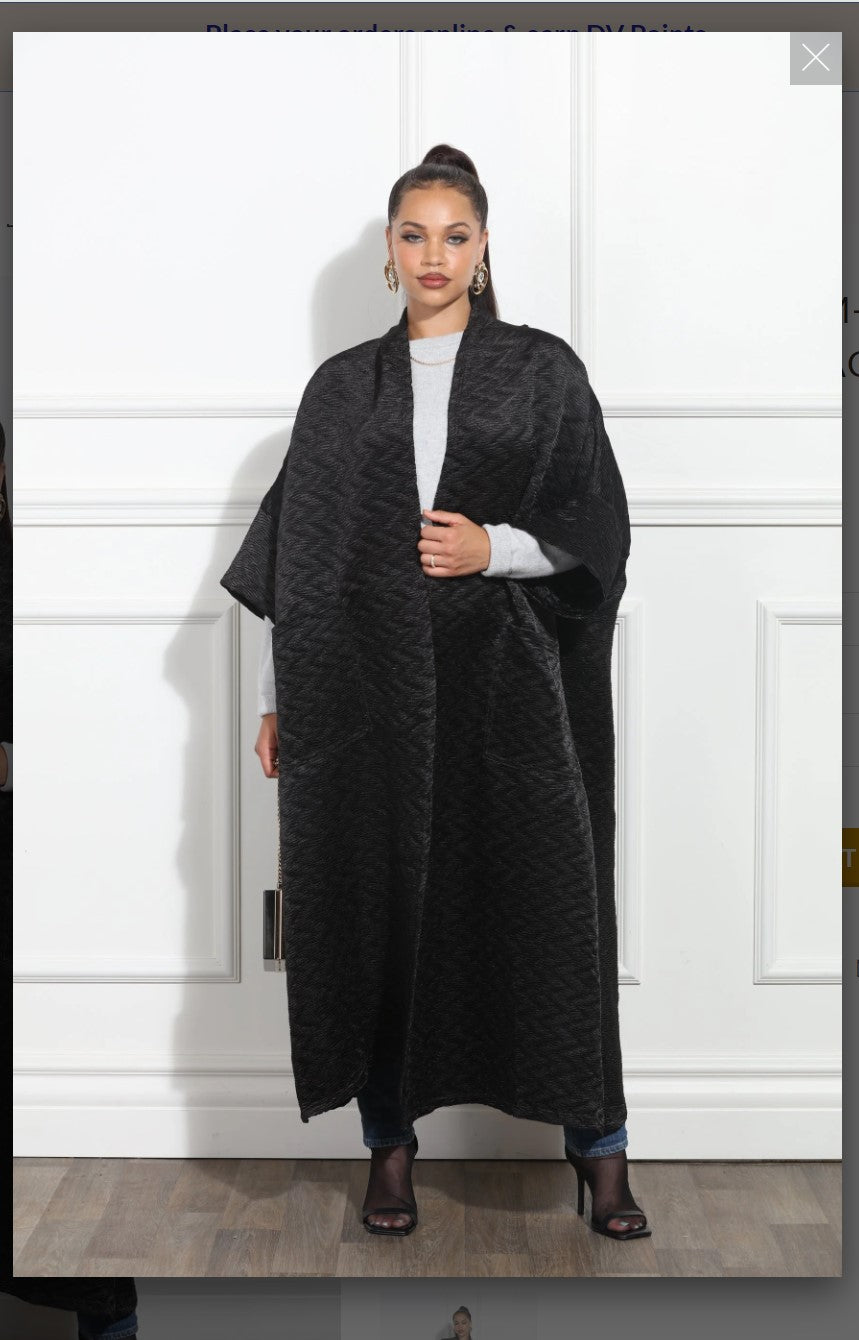 Luxe Moda LM-388 - Black - Long Open Quilted Cardigan with Pockets Luxe Moda