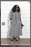 Luxe Moda LM-390 - Black White - Button Up 2 pc Skirt Set Luxe Moda