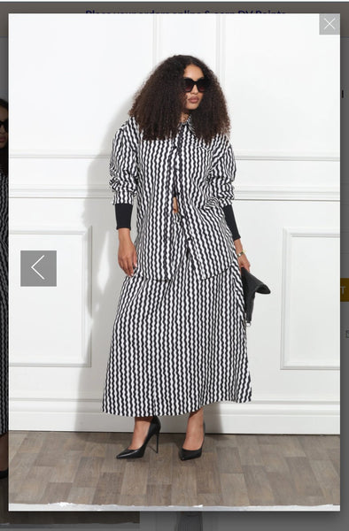 Luxe Moda LM-390 - Black White - Button Up 2 pc Skirt Set Luxe Moda