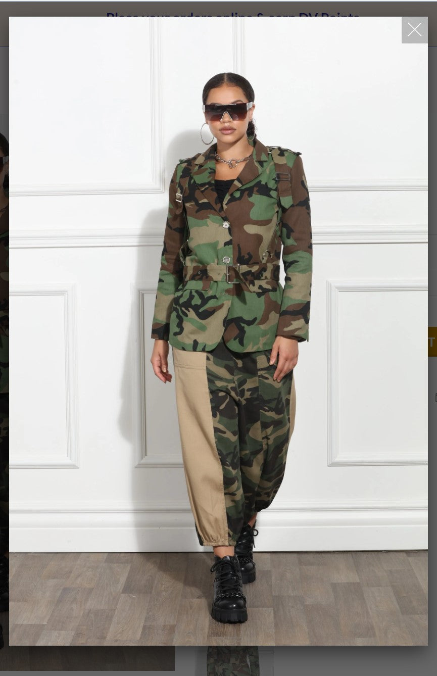 Luxe Moda LM-391 - Camo - Button Down Belted Camo Jacket Luxe Moda