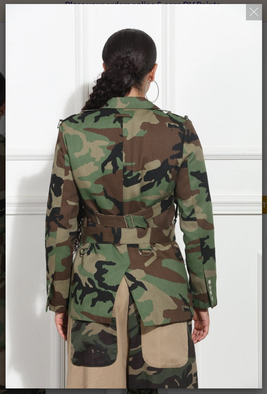 Luxe Moda LM-391 - Camo - Button Down Belted Camo Jacket Luxe Moda